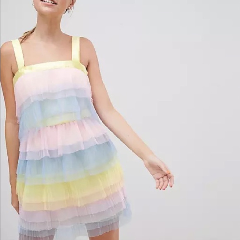 NWT Asos DEISGN Color Block Tulle Dress